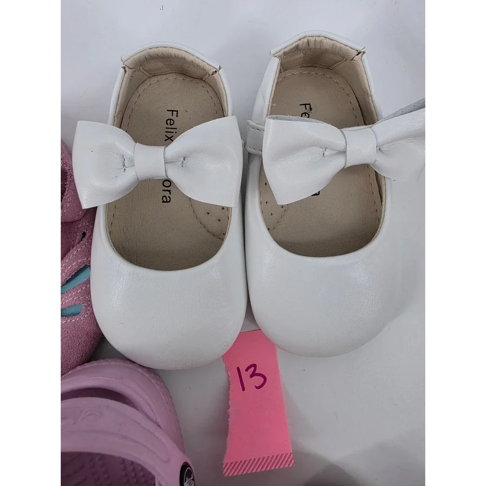Toddler Girls Shoe Lot 8 Pairs Nike/ Crocs/ Polo/ Carter Sizes 12M–5